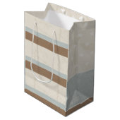 Blue Beige Brown Soft Polka Dots Retro Hintergrund Mittlere Geschenktüte (Vorderseite Schrägansicht)