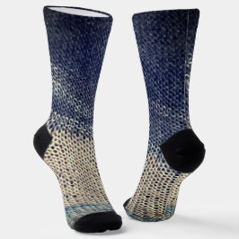 Blue Beige Calf Socken