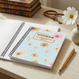Blue & Beige Floral Watercolor SpiralNotebook Notizblock