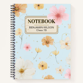 Blue & Beige Floral Watercolor SpiralNotebook Notizblock