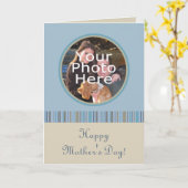 Blue/Beige Foto Frame Muttertagskarte Karte (Gelbe Blume)