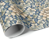 Blue Beige Green Chinoiserie Toile Florenz Geburts Geschenkpapier (Rolleneckpunkt)