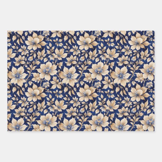 Blue Beige Green Chinoiserie Toile Florenz Geburts Geschenkpapier Set (Vorderseite 2)