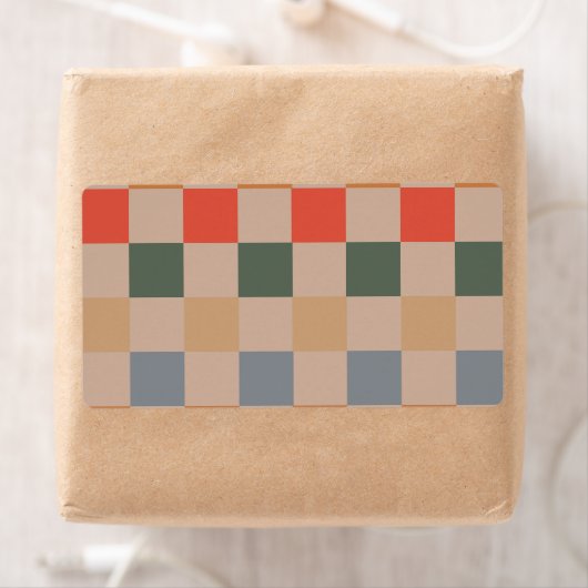 Blue Beige Orange Brown Checkered Gingham Pattern (Insitu)