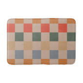 Blue Beige Orange Brown Checkered Gingham Pattern Badematte (Vorderseite)