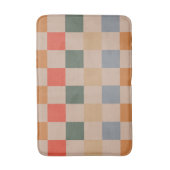 Blue Beige Orange Brown Checkered Gingham Pattern Badematte (Vorderseite Vertikal)