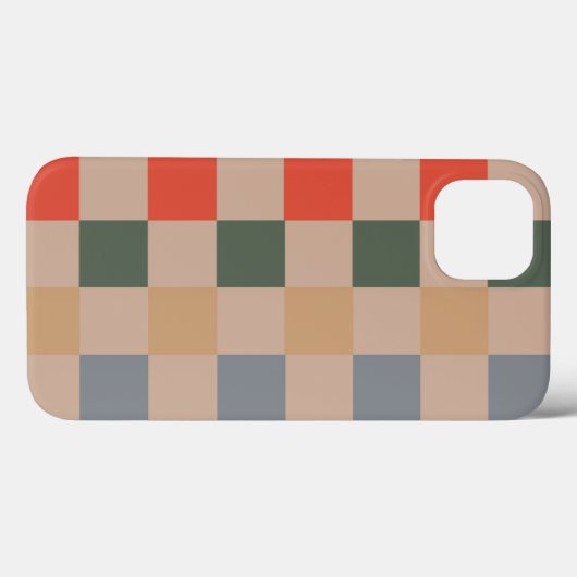 Blue Beige Orange Brown Checkered Gingham Pattern Case-Mate iPhone Hülle (Rückseite (Horizontal))
