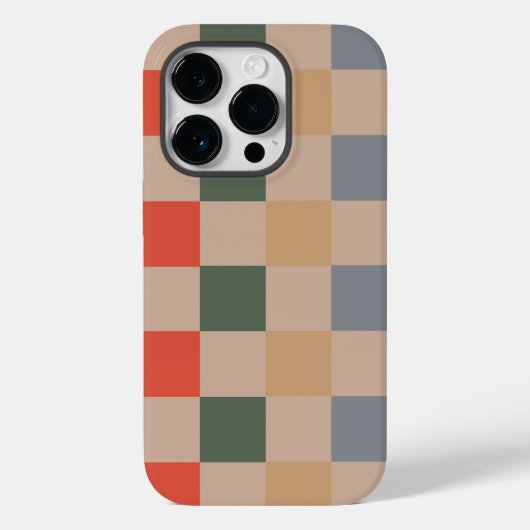 Blue Beige Orange Brown Checkered Gingham Pattern Case-Mate iPhone Hülle (Rückseite)