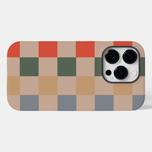 Blue Beige Orange Brown Checkered Gingham Pattern Case-Mate iPhone Hülle (Rückseite (Horizontal))