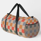 Blue Beige Orange Brown Checkered Gingham Pattern Duffle Bag (Rechte Ecke)