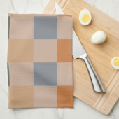 Blue Beige Orange Brown Checkered Gingham Pattern Geschirrtuch (Viertel Falte)