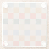 Blue Beige Orange Brown Checkered Gingham Pattern Glasuntersetzer (Rückseite)
