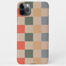 Blue Beige Orange Brown Checkered Gingham Pattern