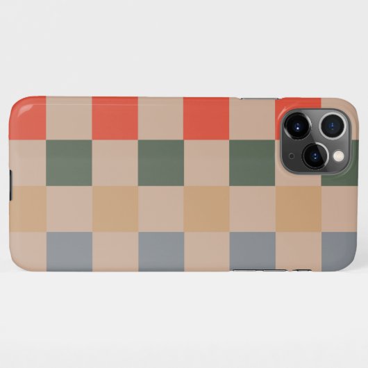 Blue Beige Orange Brown Checkered Gingham Pattern iPhone Hülle (Rückseite (Horizontal))