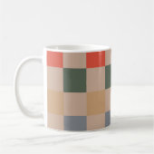 Blue Beige Orange Brown Checkered Gingham Pattern Kaffeetasse (Links)