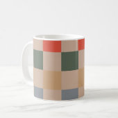 Blue Beige Orange Brown Checkered Gingham Pattern Kaffeetasse (Vorderseite Links)