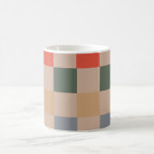 Blue Beige Orange Brown Checkered Gingham Pattern Kaffeetasse (Mittel)