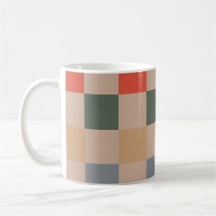 Blue Beige Orange Brown Checkered Gingham Pattern Kaffeetasse