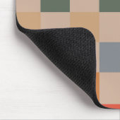 Blue Beige Orange Brown Checkered Gingham Pattern Mousepad (Ecke)