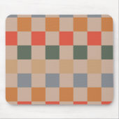 Blue Beige Orange Brown Checkered Gingham Pattern Mousepad (Vorne)