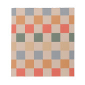 Blue Beige Orange Brown Checkered Gingham Pattern Notizblock (Vorderseite)