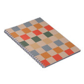 Blue Beige Orange Brown Checkered Gingham Pattern Notizblock (Rechte Seite)