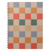 Blue Beige Orange Brown Checkered Gingham Pattern Notizblock (Vorderseite)