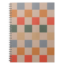 Blue Beige Orange Brown Checkered Gingham Pattern