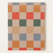 Blue Beige Orange Brown Checkered Gingham Pattern Planer (Rückseite)