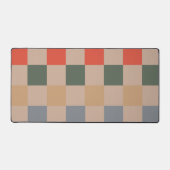 Blue Beige Orange Brown Checkered Gingham Pattern Schreibtischunterlage (Vorderseite)