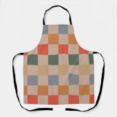 Blue Beige Orange Brown Checkered Gingham Pattern Schürze (Vorderseite)