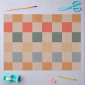 Blue Beige Orange Brown Checkered Gingham Pattern Seidenpapier (Basteln)