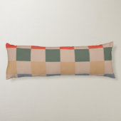 Blue Beige Orange Brown Checkered Gingham Pattern Seitenschläferkissen (Rückseite)