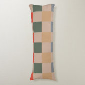 Blue Beige Orange Brown Checkered Gingham Pattern Seitenschläferkissen (Vorderseite Vertikal)