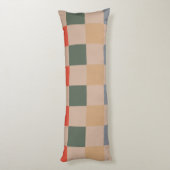 Blue Beige Orange Brown Checkered Gingham Pattern Seitenschläferkissen (Rückseite (Vertikal))