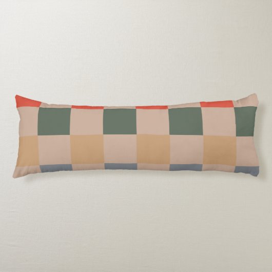 Blue Beige Orange Brown Checkered Gingham Pattern Seitenschläferkissen (Vorderseite)