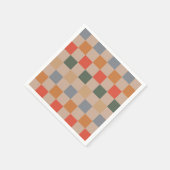 Blue Beige Orange Brown Checkered Gingham Pattern Serviette (Ecke)