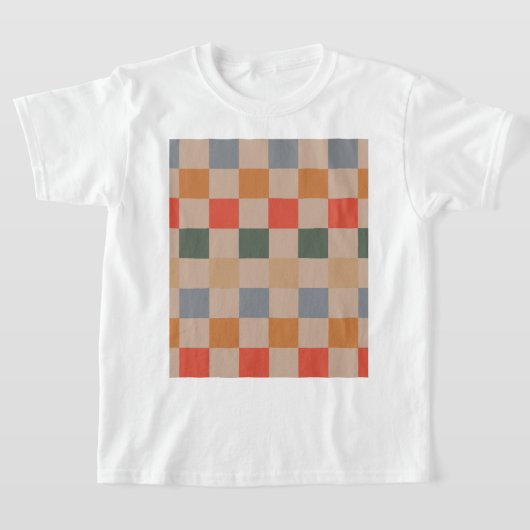 Blue Beige Orange Brown Checkered Gingham Pattern T-Shirt (Ablage )