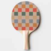 Blue Beige Orange Brown Checkered Gingham Pattern Tischtennis Schläger (Rückseite)