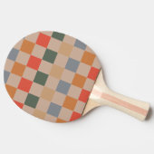 Blue Beige Orange Brown Checkered Gingham Pattern Tischtennis Schläger (Seitenansicht)