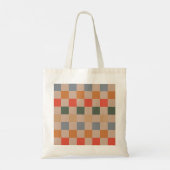 Blue Beige Orange Brown Checkered Gingham Pattern Tragetasche (Rückseite)