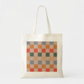 Blue Beige Orange Brown Checkered Gingham Pattern Tragetasche (Vorne)