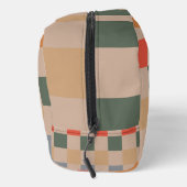 Blue Beige Orange Brown Checkered Gingham Pattern Waschbeutel (Rechts)