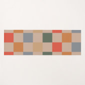 Blue Beige Orange Brown Checkered Gingham Pattern Yogamatte (Vorderseite (Horizontal))
