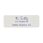 Blue Beige Stripe Coastal Christmas Return Address (Vorne)