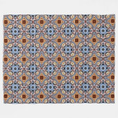 Blue Beige Taupe Dark Brown Tribe Art Fleecedecke (Vorderseite (Horizontal))