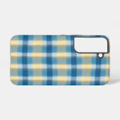 Blue & Beige verschwommenes Checkered Phone Case Samsung Galaxy Hülle (Rückseite (Horizontal))