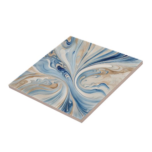 Blue Beige Waves 2 Keramiken Tile Fliese (Seite)