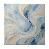 Blue Beige Waves 3 Keramiken Tile Fliese (Vorderseite)