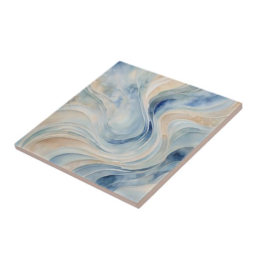 Blue Beige Waves 3 Keramiken Tile Fliese (Seite)